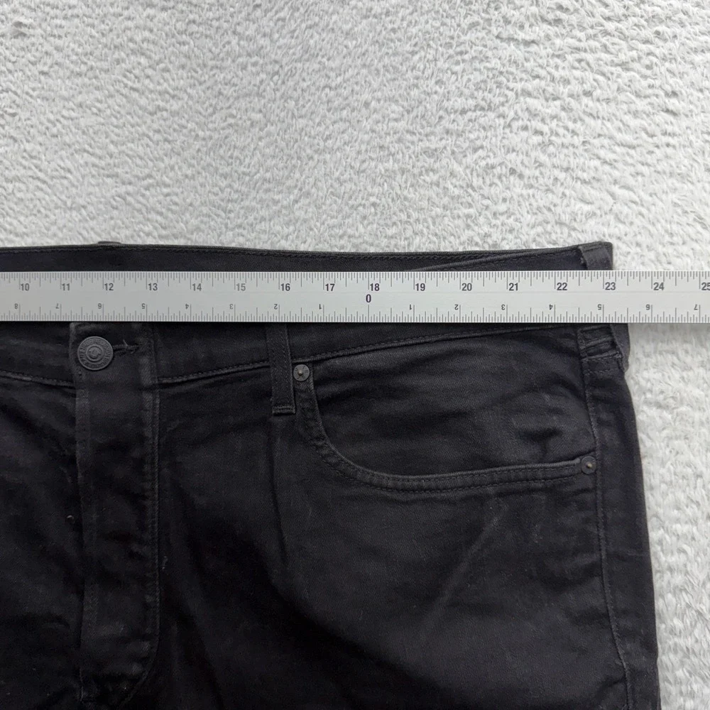 True Religion Rocco Relaxed Skinny Moto Biker Jeans Black Mens Size 44 USA Made‎